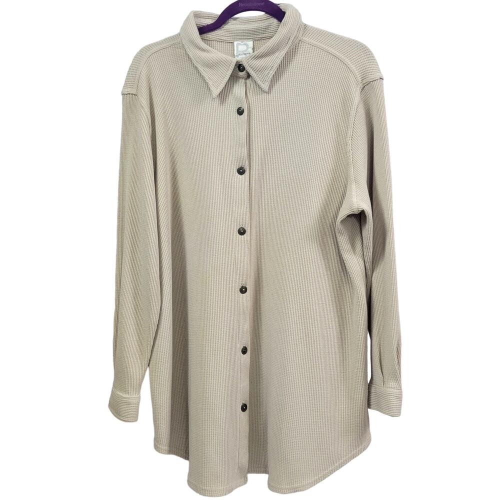 Roaman's Long Sleeve Button Front Thermal Blouse Size L